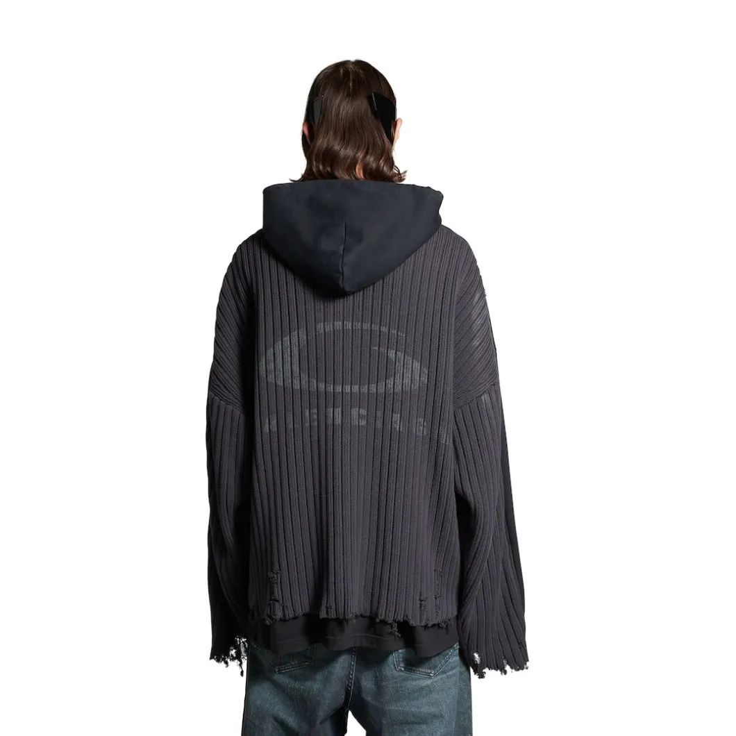 Men's Patched Zip-up Hoodie in Black/blue