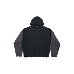 Men's Patched Zip-up Hoodie in Black/blue