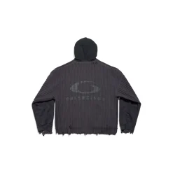 Men's Patched Zip-up Hoodie in Black/blue