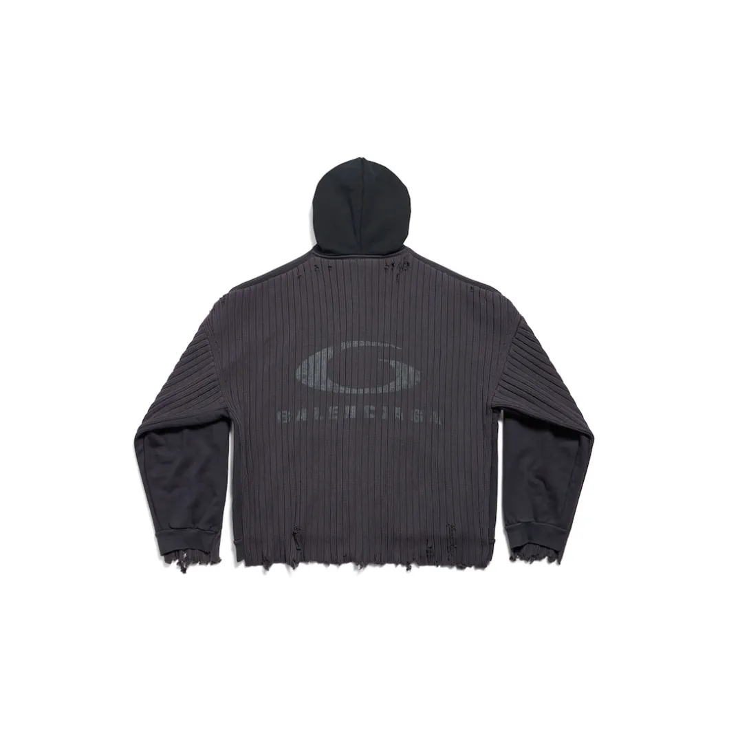 Men's Patched Zip-up Hoodie in Black/blue