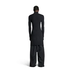 Men's Planet Earth Long Fitted Turtleneck in Black