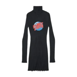 Men's Planet Earth Long Fitted Turtleneck in Black