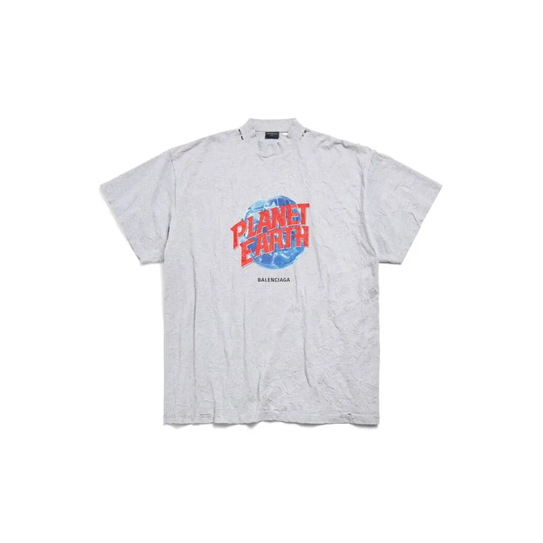 Men's Planet Earth T-shirt Oversized in Grey