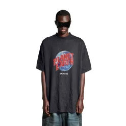 Men's Planet Earth T-shirt Oversized in Black