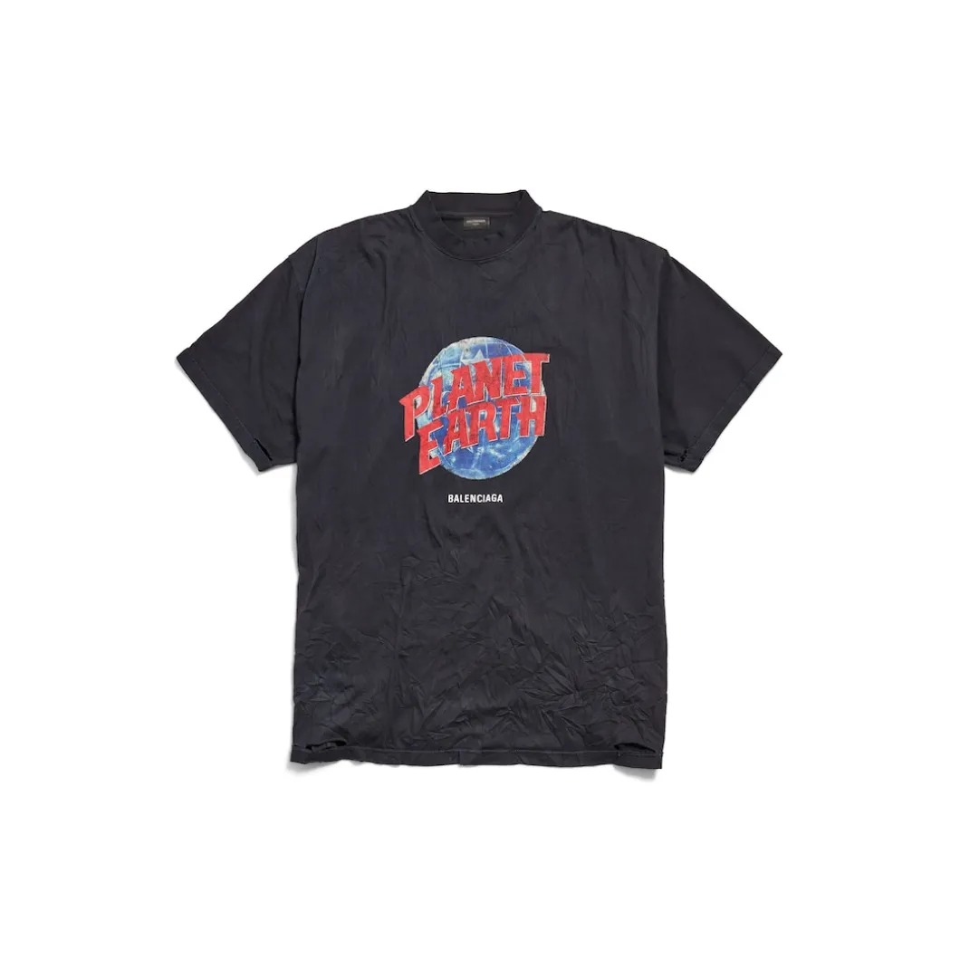 Men's Planet Earth T-shirt Oversized in Black