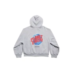 Men's Planet Earth Zip-up Hoodie Regular Fit in Grey