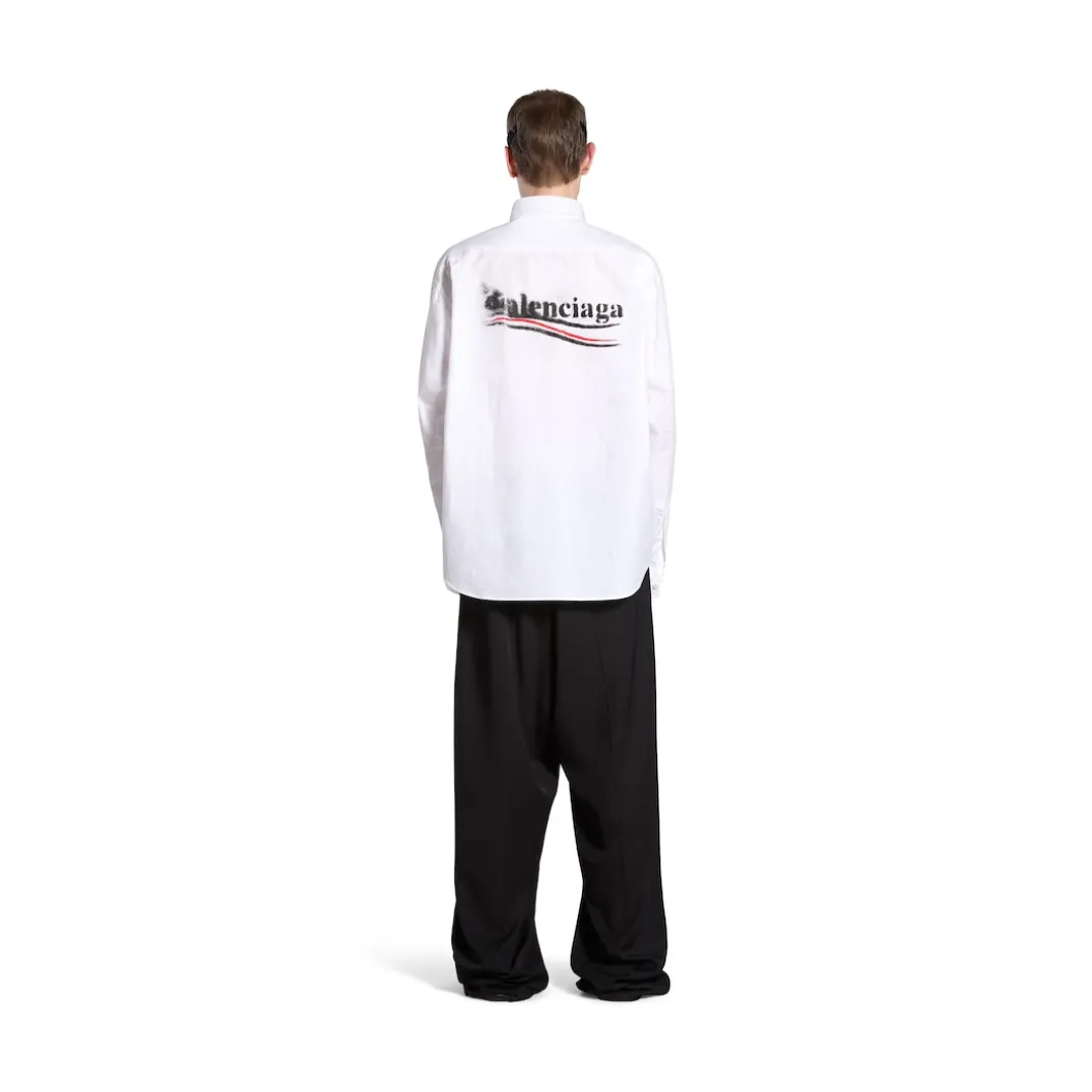 Men's Political Stencil Shirt Large Fit in White