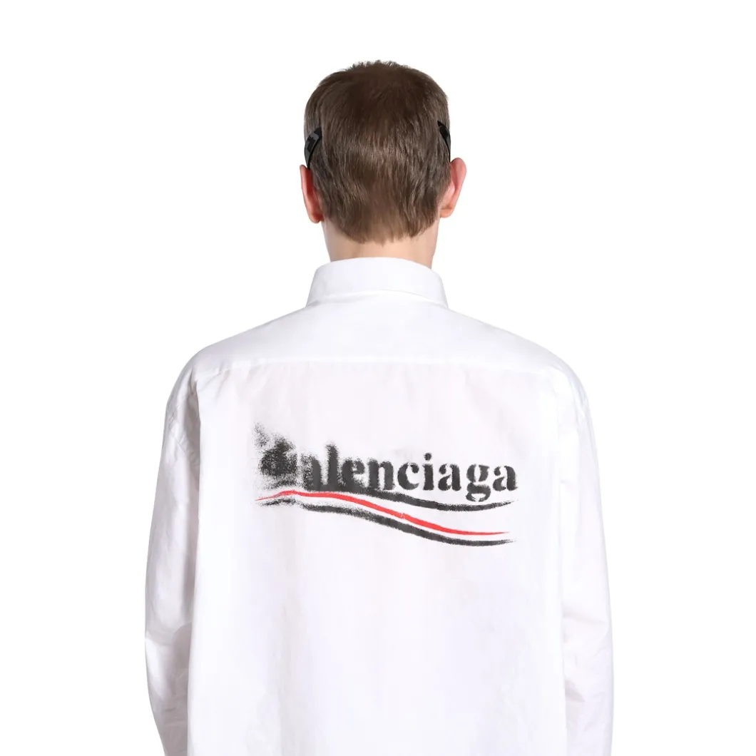 Men's Political Stencil Shirt Large Fit in White