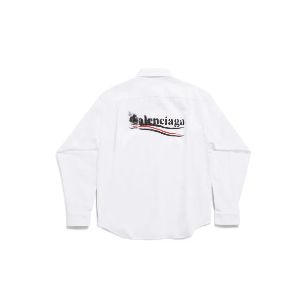 Men's Political Stencil Shirt Large Fit in White