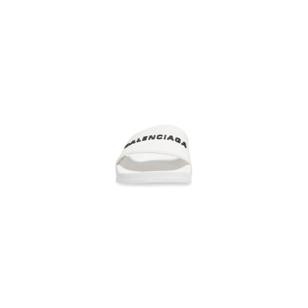 Men's Pool Slide Sandal in White Black