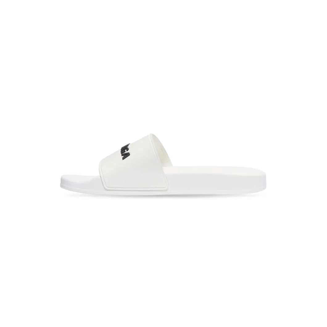 Men's Pool Slide Sandal in White Black