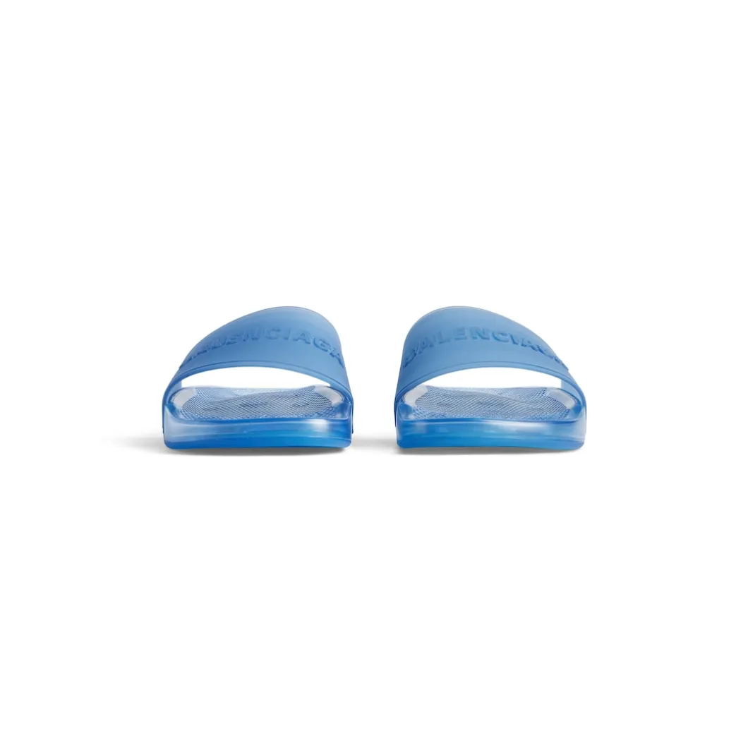 Men's Pool Transparent Slide Sandal in Blue