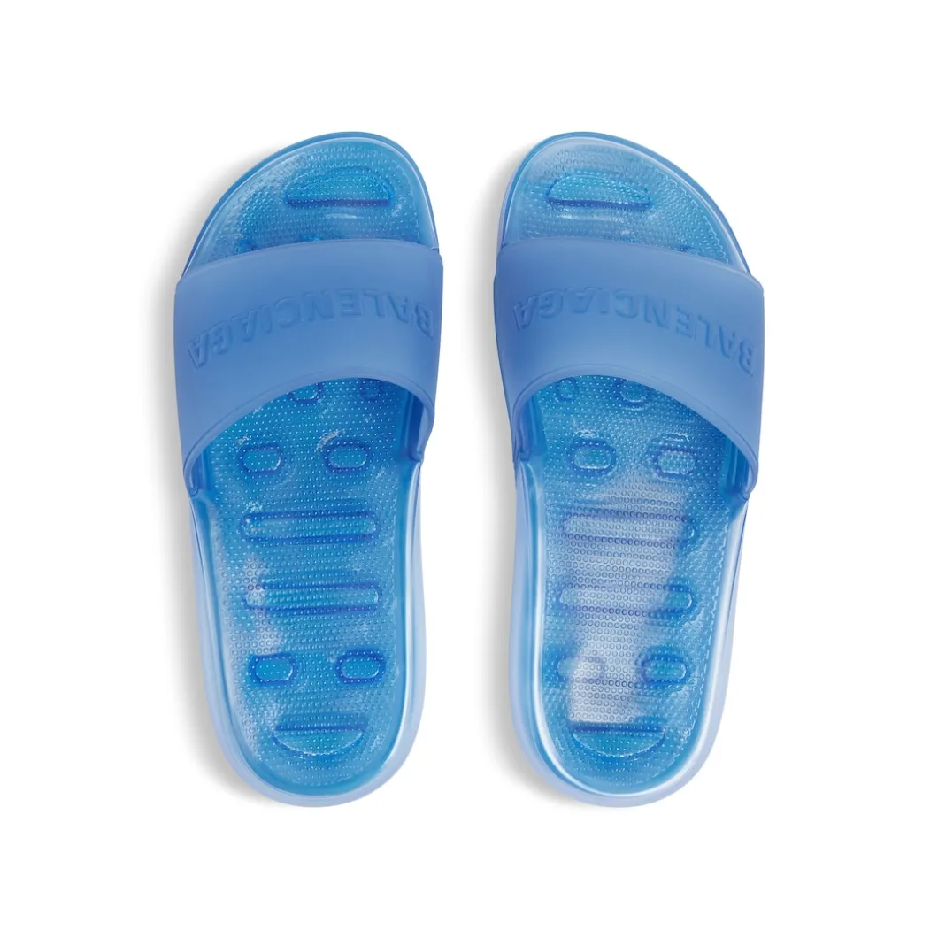Men's Pool Transparent Slide Sandal in Blue