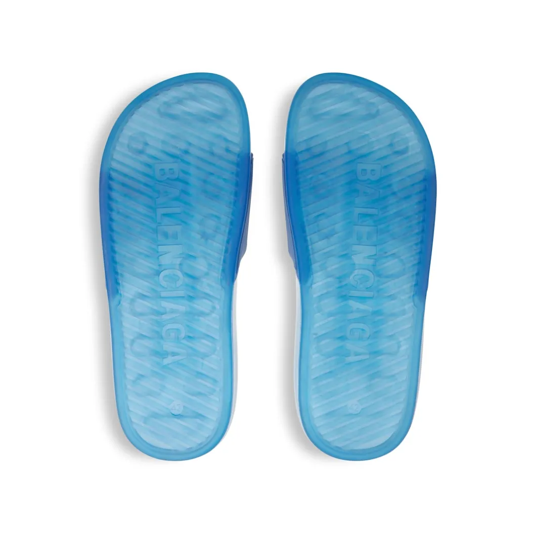 Men's Pool Transparent Slide Sandal in Blue