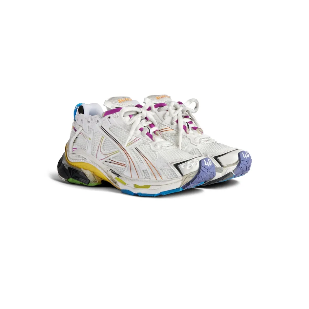 Men's Runner Gradient Sneaker in White/multicolored