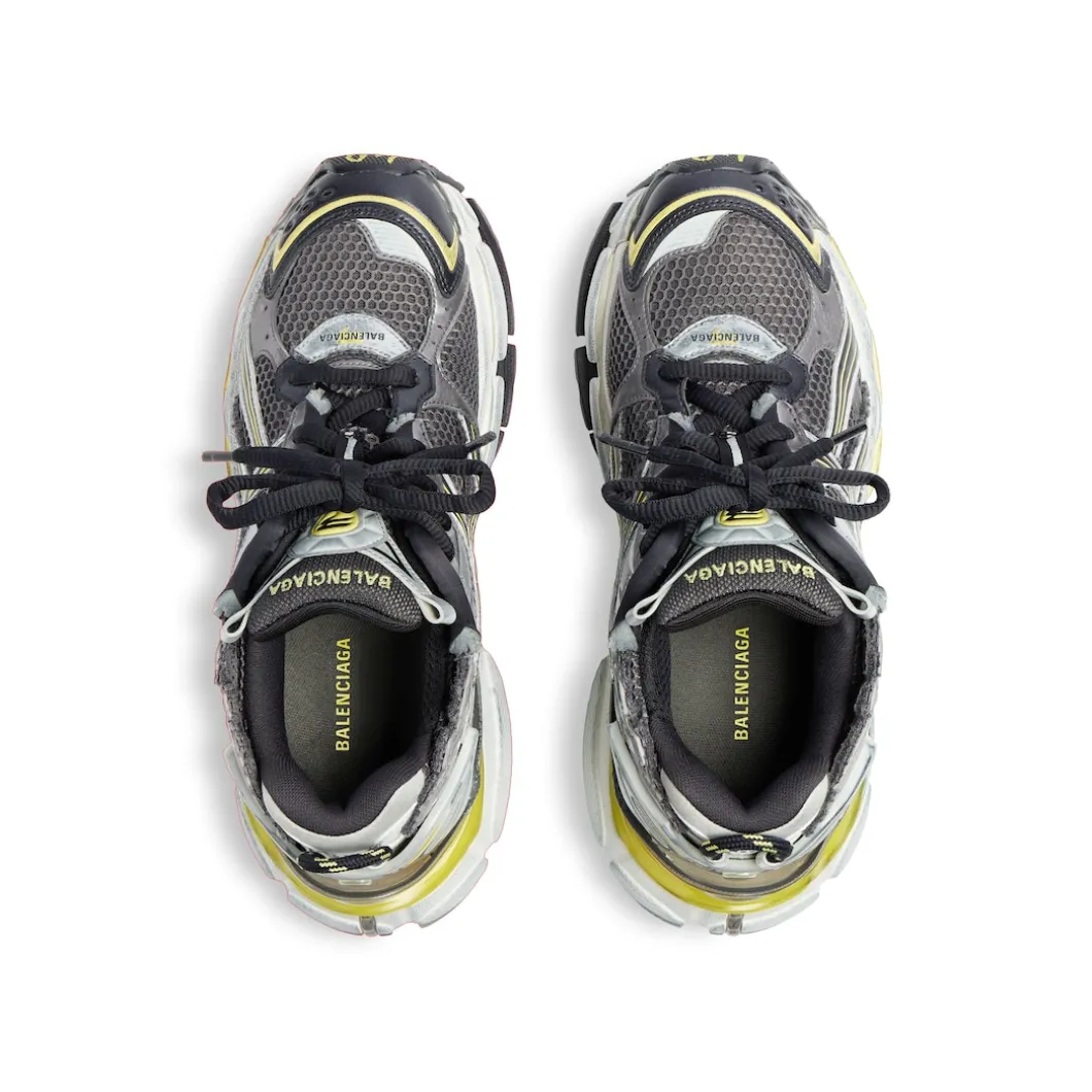 Men's Runner Sneaker in Grey/yellow/white