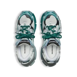 Men's Runner Sneaker in White/green/blue