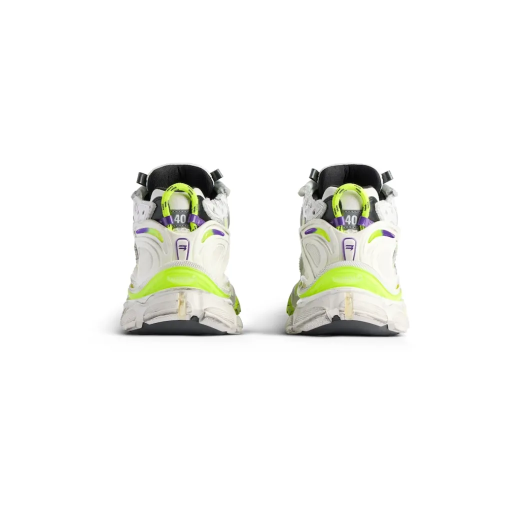 Men's Runner Sneaker in White/neon Yellow/grey/purple