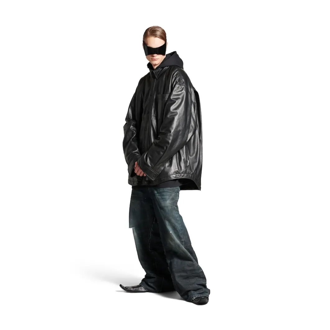 Men's Shirt Parka in Black