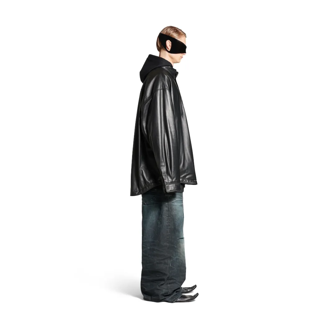 Men's Shirt Parka in Black