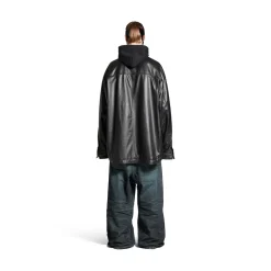 Men's Shirt Parka in Black