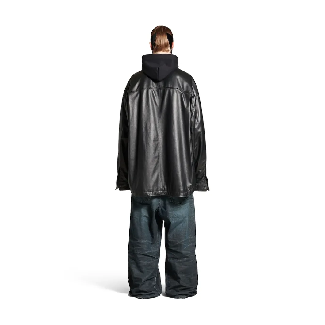 Men's Shirt Parka in Black