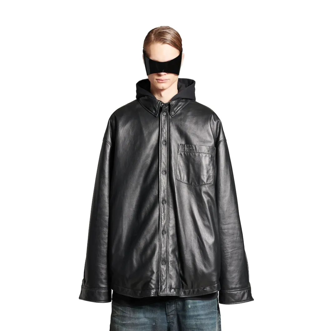 Men's Shirt Parka in Black