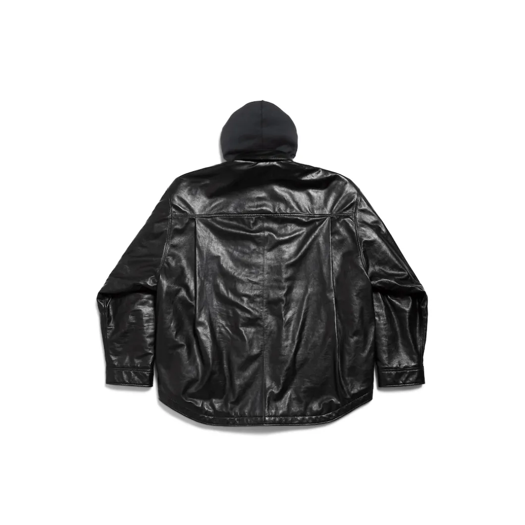 Men's Shirt Parka in Black