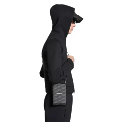 Men's Signature Phone Holder With Strap Bb Monogram Coated Canvas  in Black