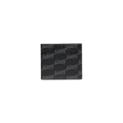 Men's Signature Square Folded Wallet Bb Monogram Coated Canvas  in Black