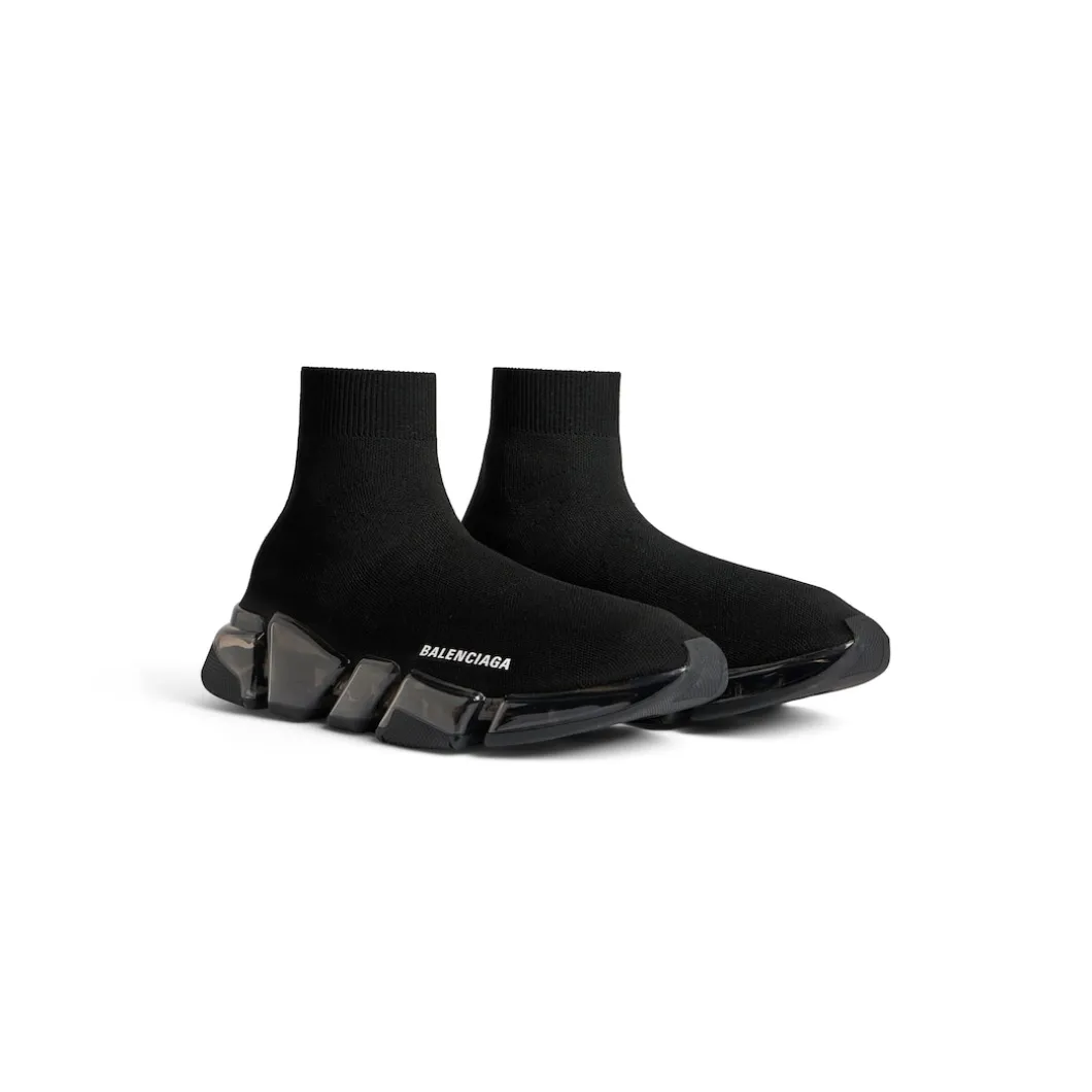 Men's Speed 2.0 Full Clear Sole Recycled Knit Sneaker in Black