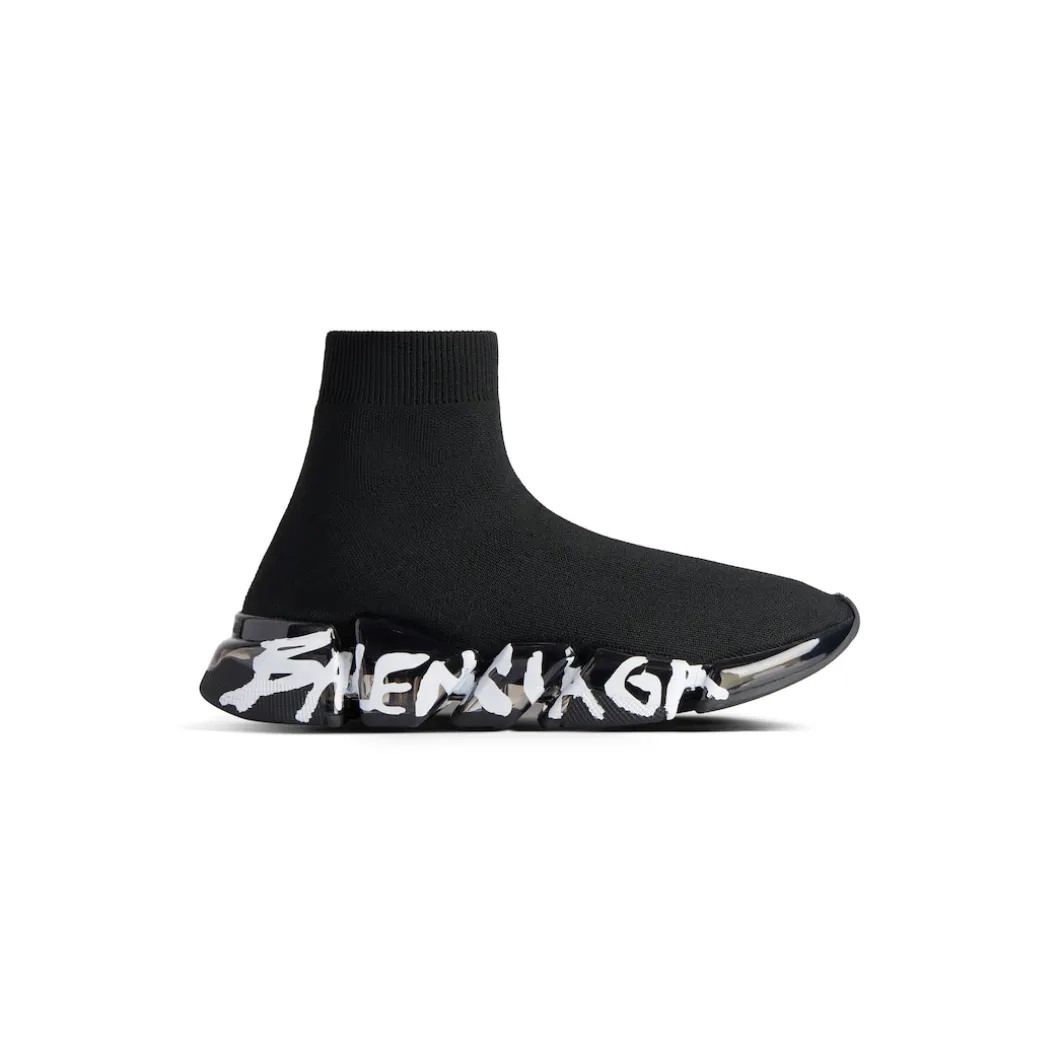 Men's Speed 2.0 Full Clear Sole Graffiti Recycled Knit Sneaker in Black/white