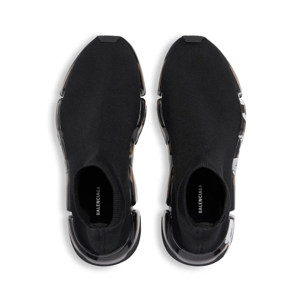Men's Speed 2.0 Full Clear Sole Graffiti Recycled Knit Sneaker in Black/white