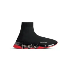 Men's Speed 2.0 Full Clear Sole Recycled Knit Sneaker in Black/red