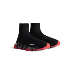 Men's Speed 2.0 Full Clear Sole Recycled Knit Sneaker in Black/red