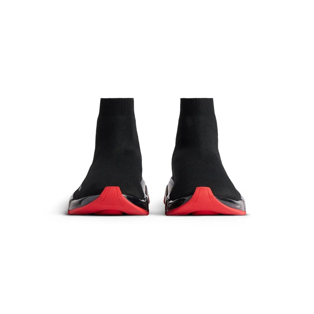 Men's Speed 2.0 Full Clear Sole Recycled Knit Sneaker in Black/red