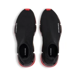 Men's Speed 2.0 Full Clear Sole Recycled Knit Sneaker in Black/red