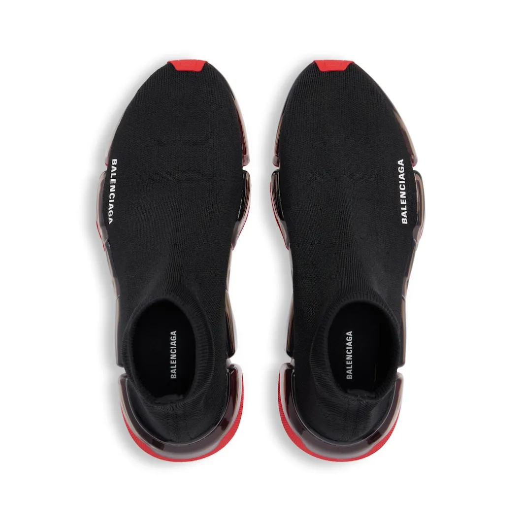 Men's Speed 2.0 Full Clear Sole Recycled Knit Sneaker in Black/red