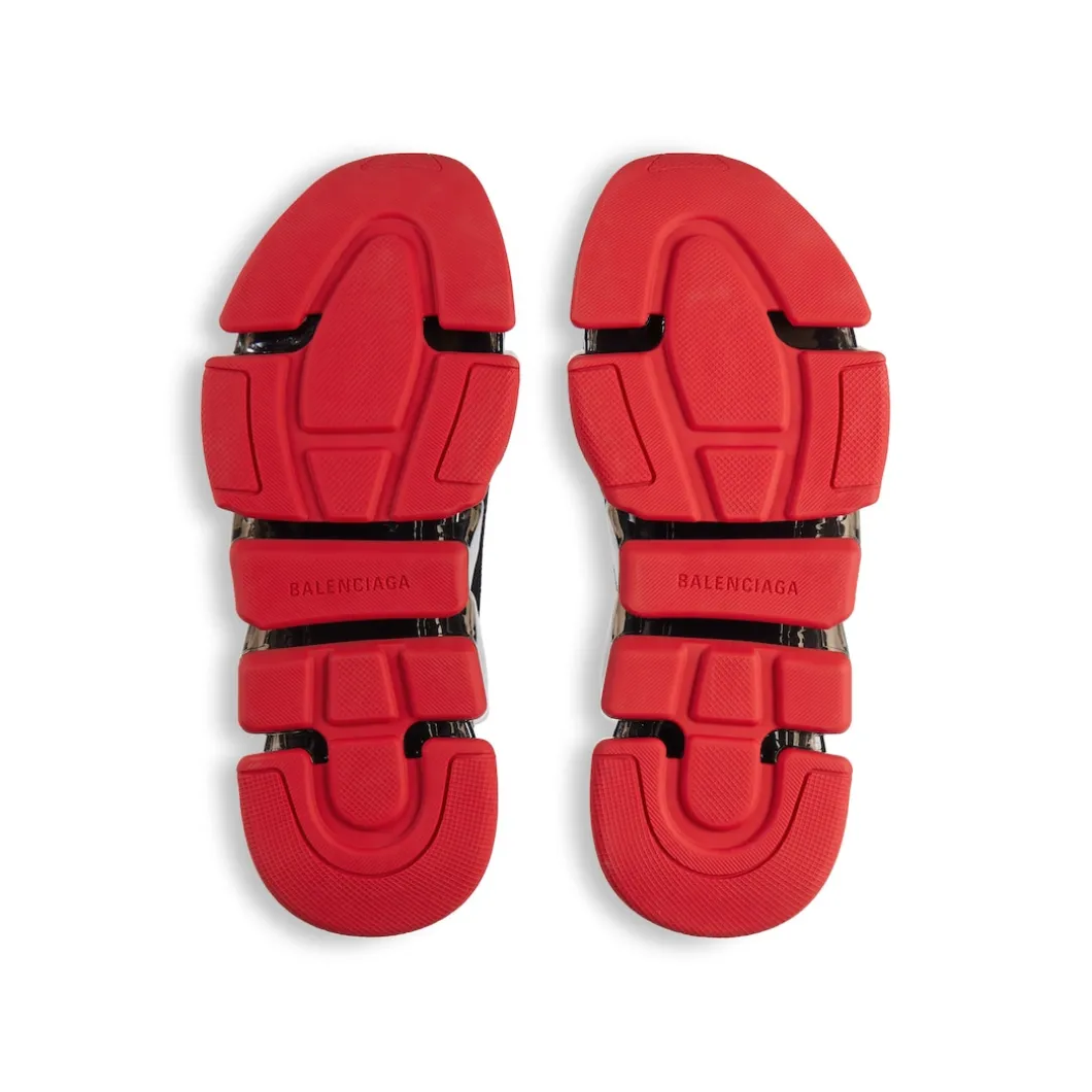 Men's Speed 2.0 Full Clear Sole Recycled Knit Sneaker in Black/red