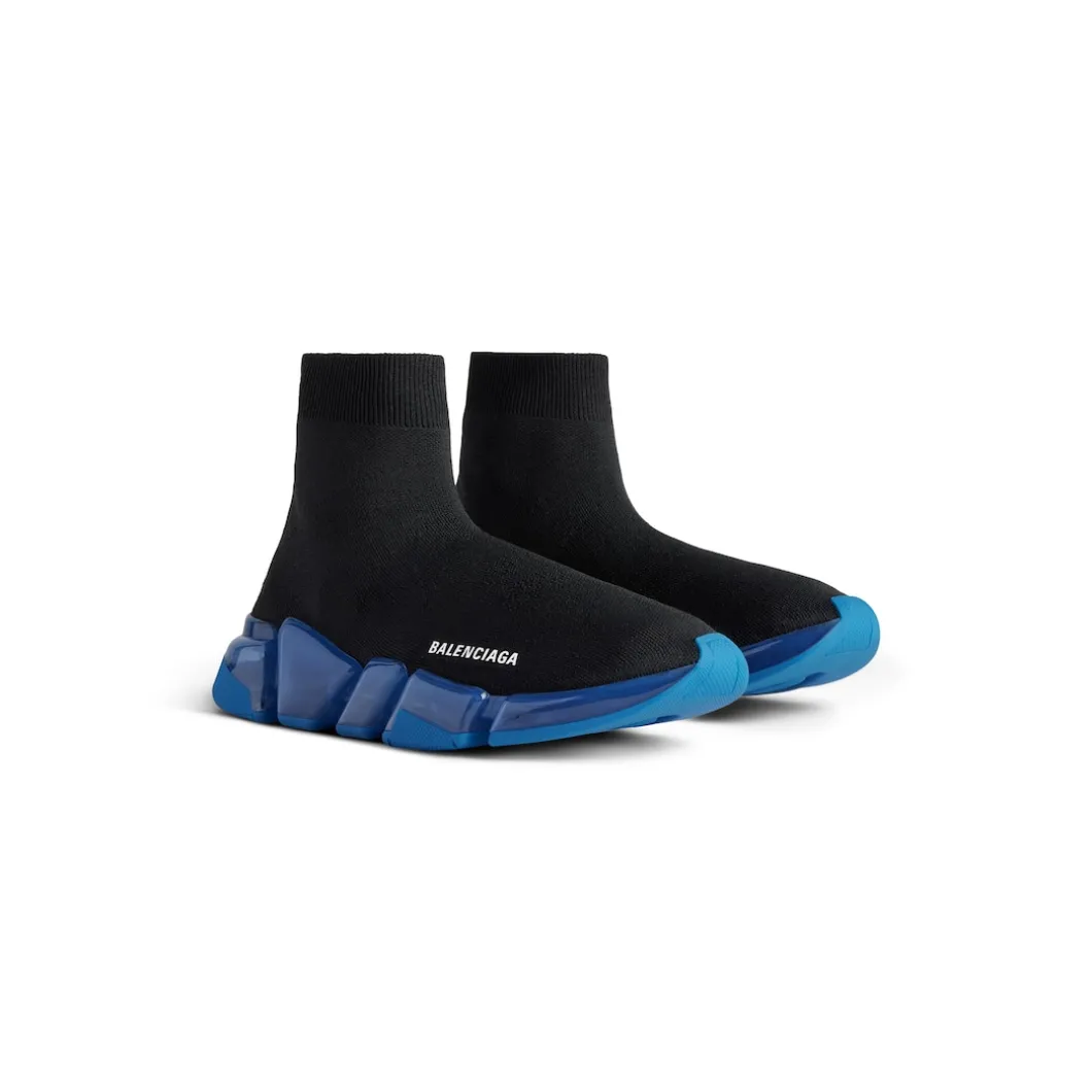 Men's Speed 2.0 Full Clear Sole Recycled Knit Sneaker in Black/blue