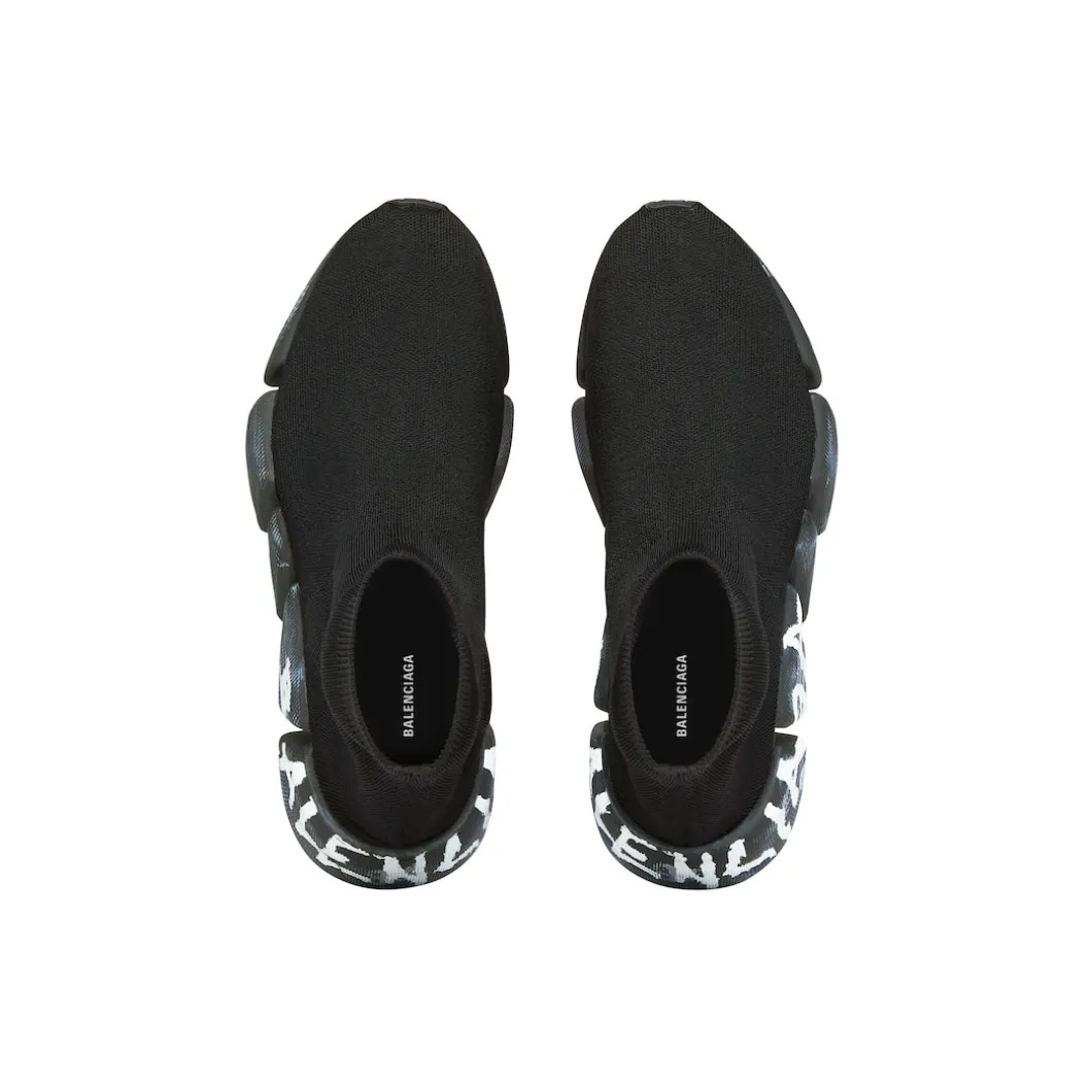 Men's Speed 2.0 Graffiti Recycled Knit Sneaker in Black
