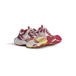 Men's Stapler Sneaker  in White/pink/neon Yellow/silver
