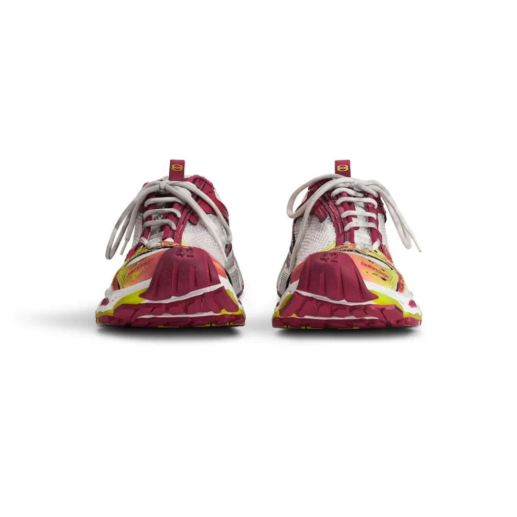 Men's Stapler Sneaker in White/pink/neon Yellow/silver