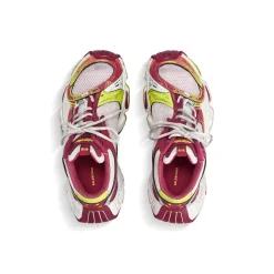 Men's Stapler Sneaker in White/pink/neon Yellow/silver