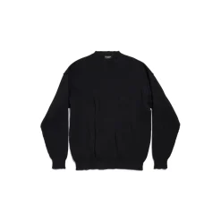 Men's Stretched Crewneck Sweater in Black