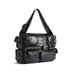 Men's Superbusy Large Sling Bag With Piercings in Black