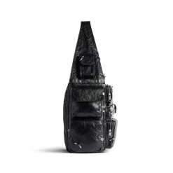 Men's Superbusy Large Sling Bag With Piercings in Black