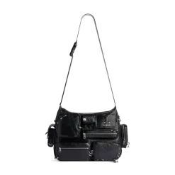 Men's Superbusy Messenger Bag With Piercings  in Black