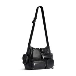 Men's Superbusy Messenger Bag With Piercings  in Black