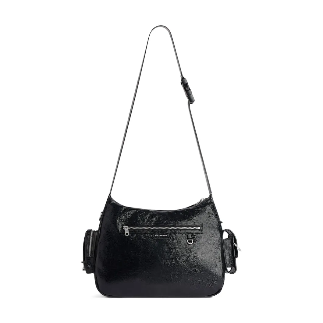 Men's Superbusy Messenger Bag With Piercings in Black
